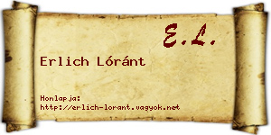 Erlich Lóránt névjegykártya
